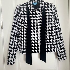 CeCe Houndstooth Blazer Jacket Size Small Career Business Casual Office Attire